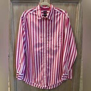 Gap oversized BIG shirt TALL size medium pink striped shirt